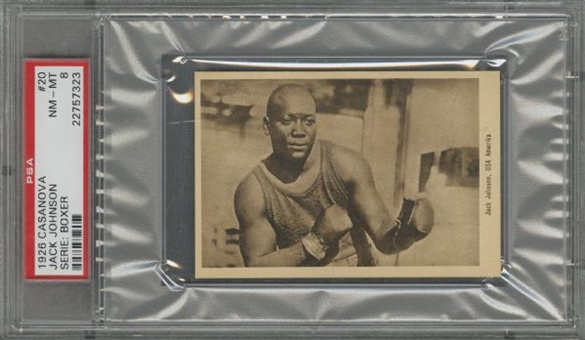 1926 Casanova Cigarettes "Serie: Boxer" #20 Jack Johnson - PSA NM-MT 8 "1 of 1!"